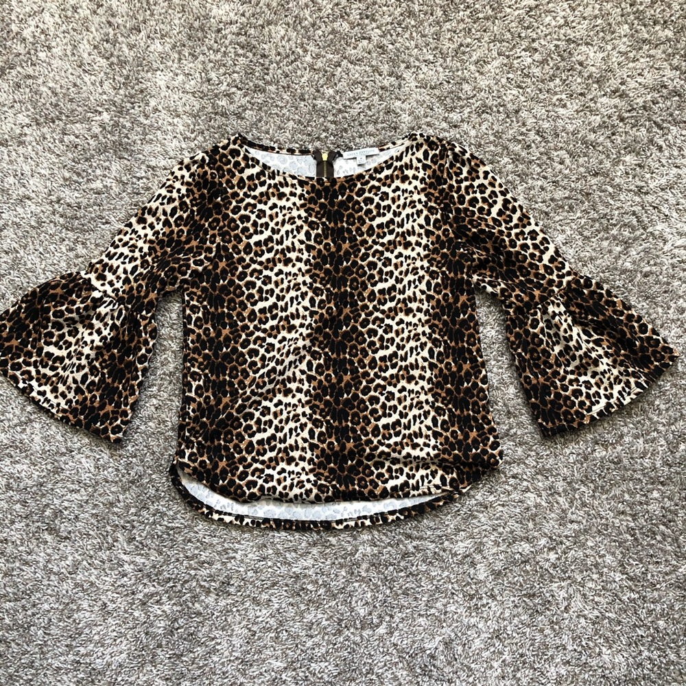 Leopard Flare Sleeve Top